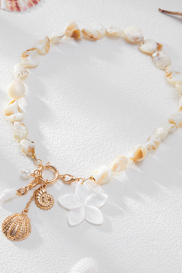 Vacation Imitation Pearl Conch Starfish Pendant Necklace Bracelet