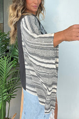 Unique Ethnic Print Batwing Sleeve Loose Top