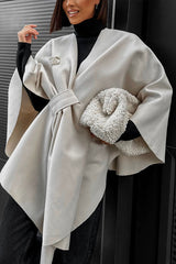 Anything Is Possible Woolen Front Tie Up Loose Cape Coat
