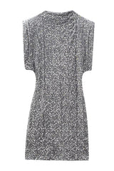 Fashionable Sequined Round Neck Sleeveless Slim-fit Mini Dress