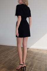 Solid Color Shawl and Square Neck Sleeveless Fitted Mini Dress Two-piece Set