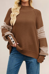 Stylish Color-blocked Loose Long-sleeved Knit Sweater