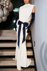 Sexy Open Back Bow Embellished Elegant Fishtail Maxi Dress