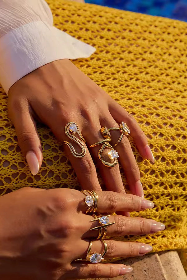 Elegant Zircon Geometric Titanium Steel Ring