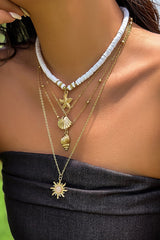 Bohemian Sunflower Multi-layer Pearl Shell Necklace