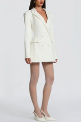 Elvira Double-breasted Long Sleeve Adjustable Back Belt Lapel Blazer Mini Dress