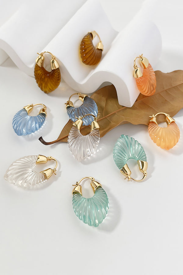 Fashion Candy-colored Glass-feel Striped Small Wing Earrings