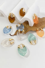Fashion Candy-colored Glass-feel Striped Small Wing Earrings