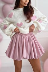 Fashionable Loose-fitting Heart-shaped Jacquard Long-sleeved Knit Sweater
