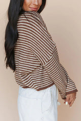 Fashionable Contrast Striped Casual Long-sleeved Knitted Cardigan
