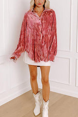 Solid Color Velvet Light-sensitive Drape Loose Shirt