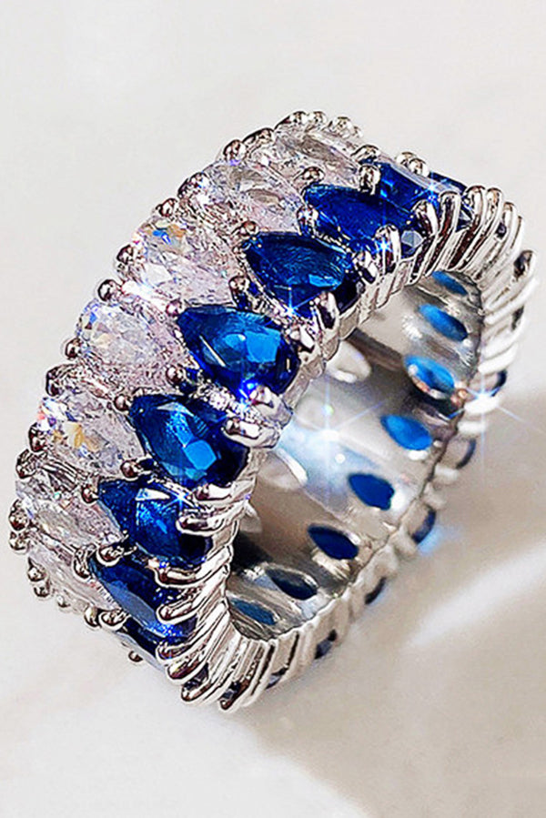 Light Luxury Double Row Drop Zircon Ring