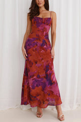 Fashion Tie-dye Backless Suspender Holiday Maxi Dress