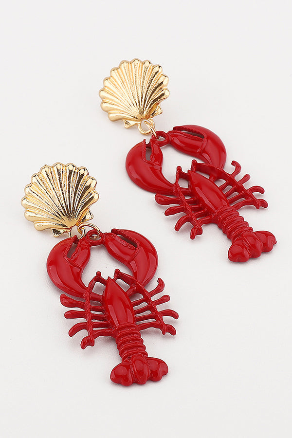 Fashion Lobster Holiday Earrings and Necklace