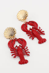 Fashion Lobster Holiday Earrings and Necklace