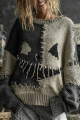 Halloween Print Loose Round Neck Long Sleeve Casual Sweatshirt