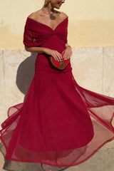 Unique Printed V-Neck Waisted Mesh Holiday Maxi Dress