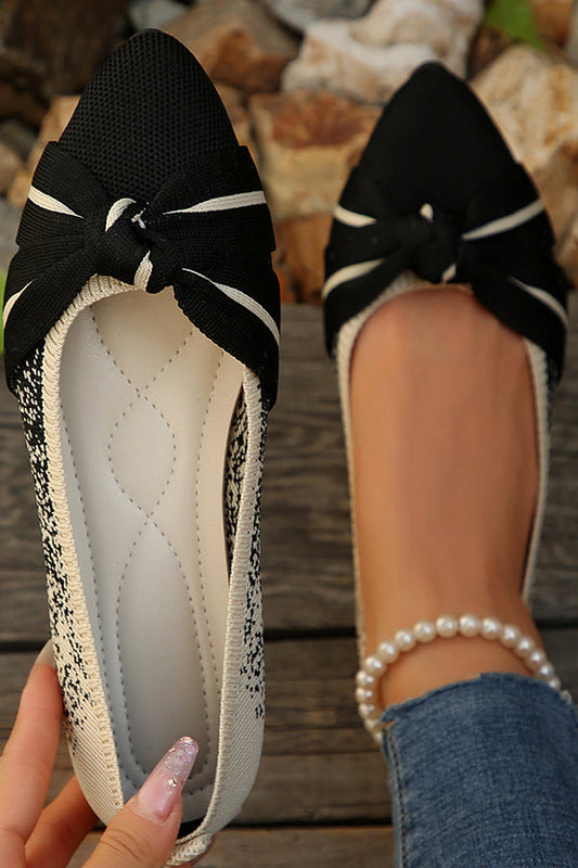 Fashionable Bow Colorblock Casual Flats