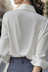 Solid Color Long-sleeved Button-down Casual Shirt