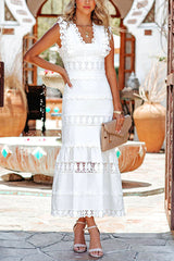 Be The One Crochet Lace Tiered Midi Dress
