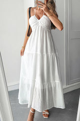 Solid Color Halterneck Tie Casual Holiday Style Maxi Dress