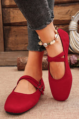 Fashionable Buckled Suede Round Toe Casual Shoes