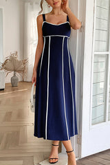 Resort Style Halter Backless Casual Midi Dress