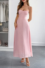 Solid Color Halter Backless Lace-up Holiday Slim Maxi Dress