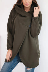 Solid Color Loose Hooded Zip-up Casual Sports Jacket