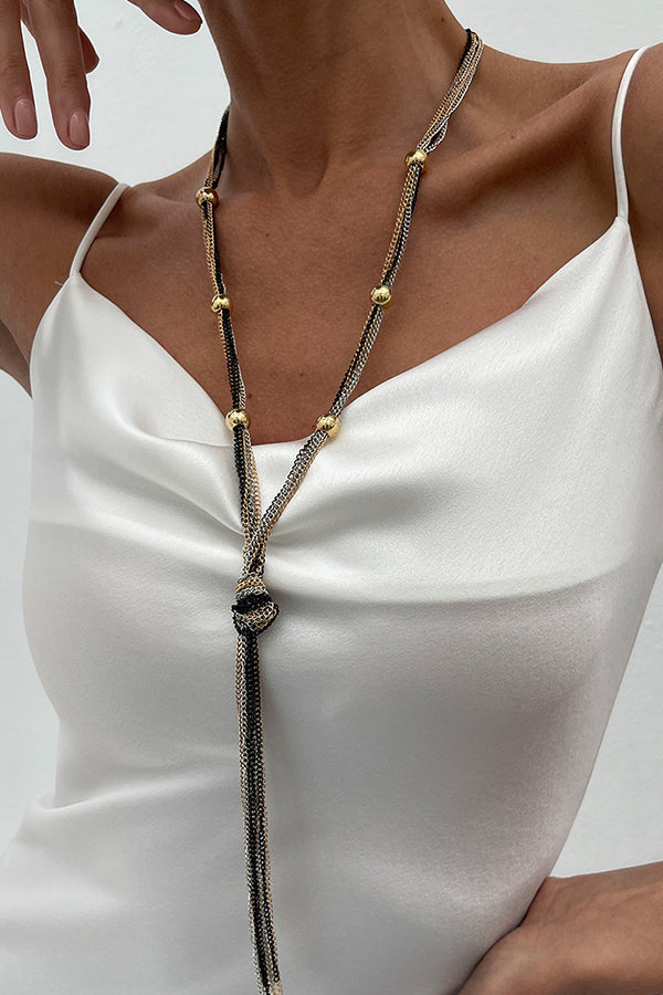Simple Y-shaped Metal Tassel Chain Necklace