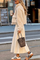 Snuggle Mode Faux Fur Zip Up Long Sleeve Pocket Teddy Jacket