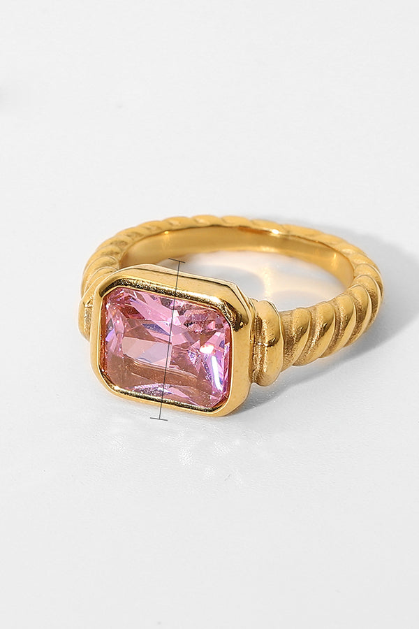 Fashionable Inlaid Zircon Stainless Steel Gold-plated Ring