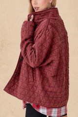 Autumn and winter jacket quilted cotton triangle twist thickened knitted double pocket lapel jacket