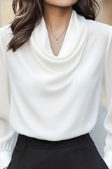 Satin Solid Color Elegant Long Sleeve Casual Shirt