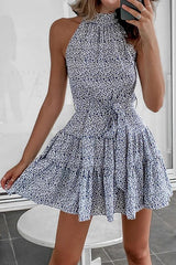 Sunshiny Days Floral Halter Neck Dress