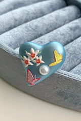 Colorful Dopamine Haze Blue Hand-painted Ring