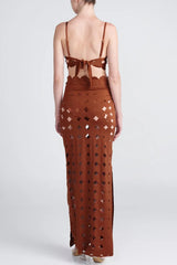 Elegant Openwork Slit Vacation Maxi Skirt