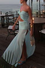 Sexy Halter Waist-baring Backless Lace-up High-slit Maxi Dress