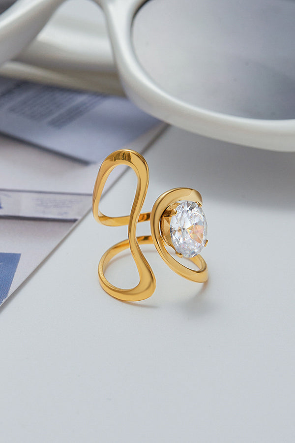 Elegant Zircon Geometric Titanium Steel Ring
