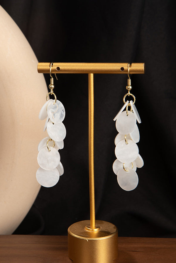 Resort Style Colorful Round Shell Tassel Earrings