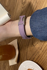 Fashionable Genuine Leather Lychee Pattern Double C Magnetic Buckle Watch Strap