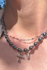 Fashionable Iris Elegant Silver Pearl Necklace