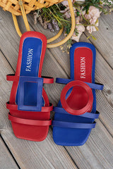 Fashionable and Casual Color-blocked Simple Flat Sandals