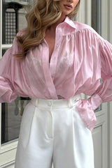 Solid Color Loose See-through Long-sleeved Casual Shirt