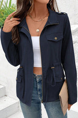 Fashion Long Sleeve Pocket Casual Zipper Jacket